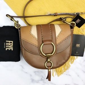 FRYE Leather Cognac Colorblock SaddleCrossbody Bag